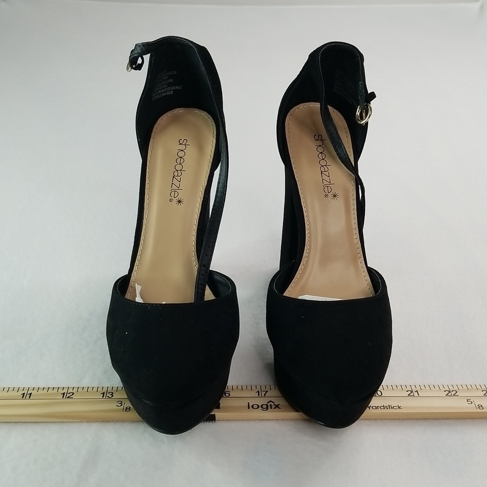 Size 7.5 Sabrina Black Fauxe Suede 4-6 Inch Platform Pumps